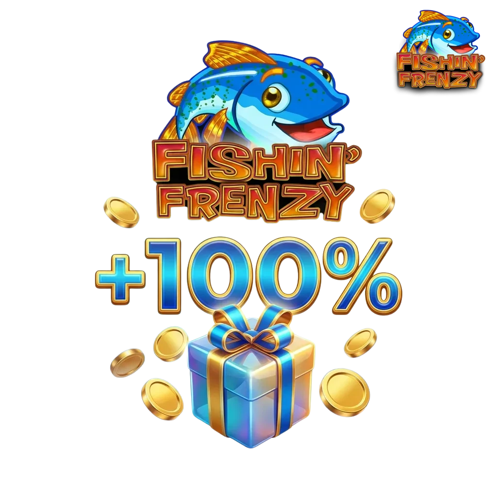 Fishing slot machine with bonus coins and free spins symbols, representing UK casino promotions for Fishin Frenzy
