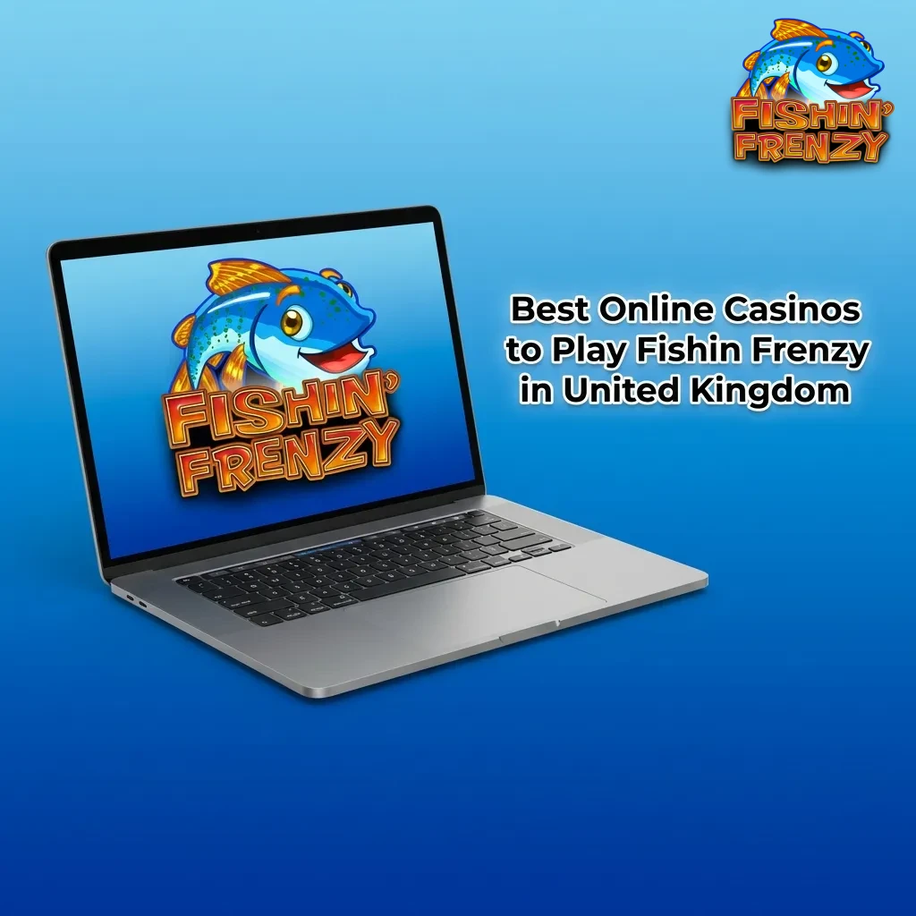 UK online casino offering Fishin Frenzy slot game with welcome bonus, mobile app, and UK Gambling Commission license